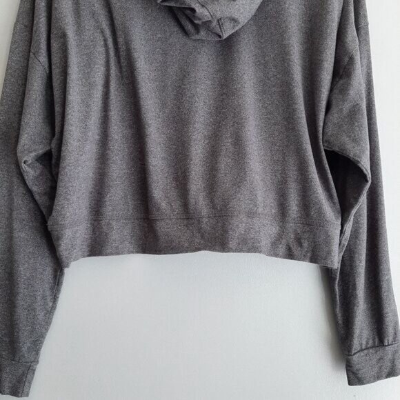 SOCIALITE Oversized Boxy Crop Hoodie Top Solid Grey Sz S - Picture 8 of 10
